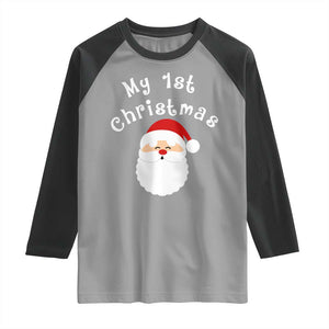 My First Christmas Raglan Shirt Baby's First Holiday Xmas Santa TS10 Sport Gray Black Print Your Wear