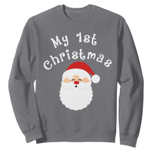 My First Christmas Sweatshirt Baby's First Holiday Xmas Santa TS10 Charcoal Print Your Wear