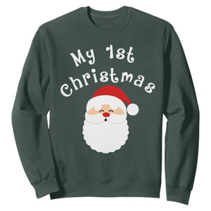 My First Christmas Sweatshirt Baby's First Holiday Xmas Santa TS10 Dark Forest Green Print Your Wear