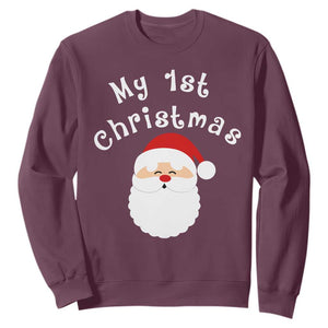 My First Christmas Sweatshirt Baby's First Holiday Xmas Santa TS10 Maroon Print Your Wear