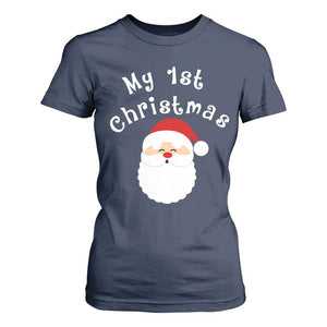 My First Christmas T Shirt For Women Baby's First Holiday Xmas Santa TS10 Navy Print Your Wear