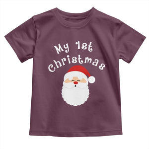 My First Christmas Toddler T Shirt Baby's First Holiday Xmas Santa TS10 Maroon Print Your Wear