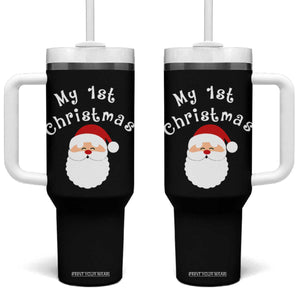 My First Christmas Tumbler With Handle Baby's First Holiday Xmas Santa TS10 One Size: 40 oz Black Print Your Wear