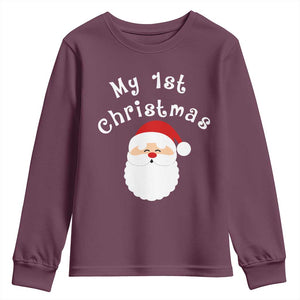 My First Christmas Youth Sweatshirt Baby's First Holiday Xmas Santa TS10 Maroon Print Your Wear