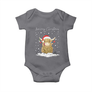 Christmas Cow Baby Onesie Scottish Highland Cow Moo-rry Christmas TS10 Charcoal Print Your Wear