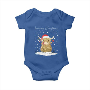 Christmas Cow Baby Onesie Scottish Highland Cow Moo-rry Christmas TS10 Royal Blue Print Your Wear