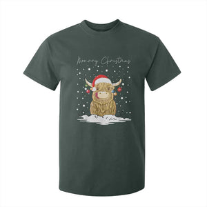 Christmas Cow T Shirt For Kid Scottish Highland Cow Moo-rry Christmas TS10 Dark Forest Green Print Your Wear