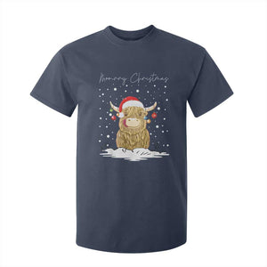 Christmas Cow T Shirt For Kid Scottish Highland Cow Moo-rry Christmas TS10 Navy Print Your Wear