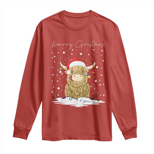 Christmas Cow Long Sleeve Shirt Scottish Highland Cow Moo-rry Christmas TS10 Red Print Your Wear