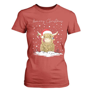 Christmas Cow T Shirt For Women Scottish Highland Cow Moo-rry Christmas TS10 Red Print Your Wear