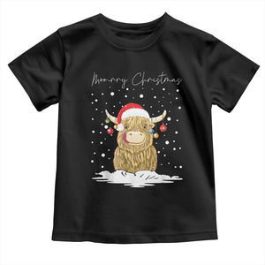 Christmas Cow Toddler T Shirt Scottish Highland Cow Moo-rry Christmas TS10 Black Print Your Wear