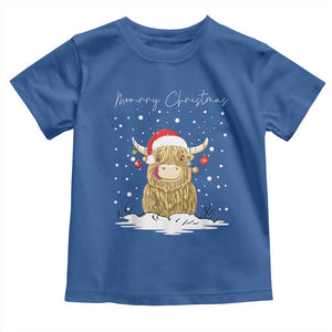 Christmas Cow Toddler T Shirt Scottish Highland Cow Moo-rry Christmas TS10 Royal Blue Print Your Wear