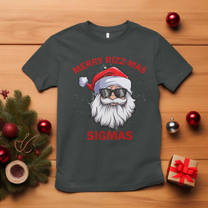 Funny Christmas Santa T Shirt Merry Rizz Mas Sigmas Gen Alpha Middle School Christmas TS10 Dark Heather Print Your Wear
