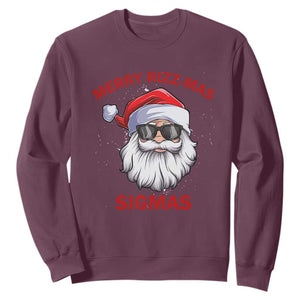 Funny Christmas Santa Sweatshirt Merry Rizz Mas Sigmas Gen Alpha Middle School Christmas TS10 Maroon Print Your Wear