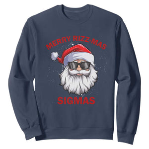 Funny Christmas Santa Sweatshirt Merry Rizz Mas Sigmas Gen Alpha Middle School Christmas TS10 Navy Print Your Wear
