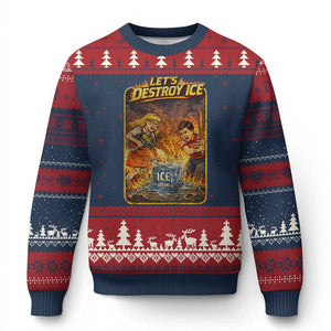 Subtle Abolish Ice Ugly Christmas Sweater Retro Protest Satirical Graphic Let's Destroy Ice TS10 Navy Red Print Your Wear