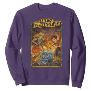 Subtle Abolish Ice Sweatshirt Retro Protest Satirical Graphic Let's Destroy Ice TS10 Purple Print Your Wear