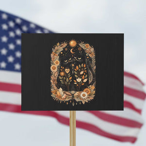 Subtle FDT Protest Sign Vintage Flower Black Cat Social Activist TS10 Horizontal 18" × 24" Black Print Your Wear