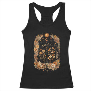 Subtle FDT Racerback Tank Top Vintage Flower Black Cat Social Activist TS10 Black Print Your Wear