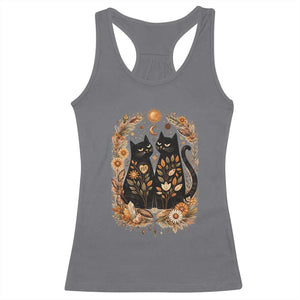Subtle FDT Racerback Tank Top Vintage Flower Black Cat Social Activist TS10 Charcoal Print Your Wear