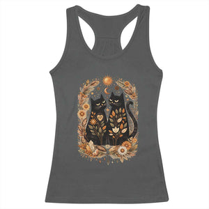 Subtle FDT Racerback Tank Top Vintage Flower Black Cat Social Activist TS10 Dark Heather Print Your Wear