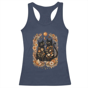 Subtle FDT Racerback Tank Top Vintage Flower Black Cat Social Activist TS10 Navy Print Your Wear