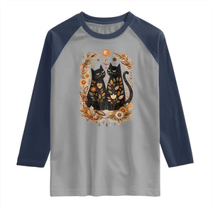 Subtle FDT Raglan Shirt Vintage Flower Black Cat Social Activist TS10 Sport Gray Navy Print Your Wear