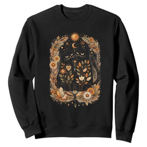Subtle FDT Sweatshirt Vintage Flower Black Cat Social Activist TS10 Black Print Your Wear