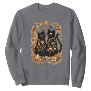 Subtle FDT Sweatshirt Vintage Flower Black Cat Social Activist TS10 Charcoal Print Your Wear
