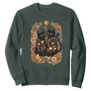 Subtle FDT Sweatshirt Vintage Flower Black Cat Social Activist TS10 Dark Forest Green Print Your Wear