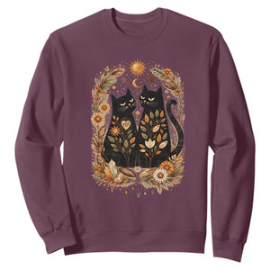 Subtle FDT Sweatshirt Vintage Flower Black Cat Social Activist TS10 Maroon Print Your Wear
