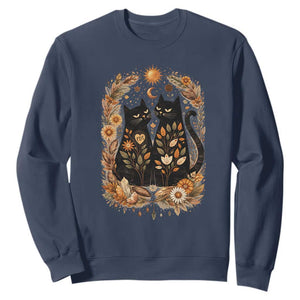 Subtle FDT Sweatshirt Vintage Flower Black Cat Social Activist TS10 Navy Print Your Wear