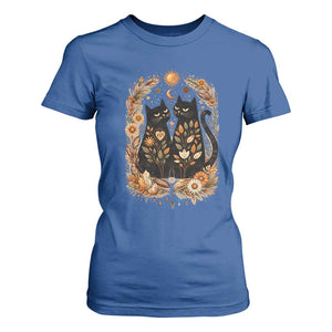 Subtle FDT T Shirt For Women Vintage Flower Black Cat Social Activist TS10 Royal Blue Print Your Wear