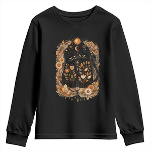 Subtle FDT Youth Sweatshirt Vintage Flower Black Cat Social Activist TS10 Black Print Your Wear