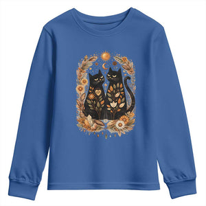 Subtle FDT Youth Sweatshirt Vintage Flower Black Cat Social Activist TS10 Royal Blue Print Your Wear