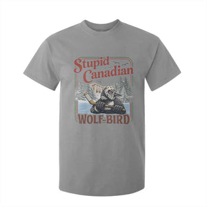 Stupid Canadian Wolf Bird T Shirt For Kid Vintage Heated Hookey Loon Meme TS10 Sport Gray Print Your Wear