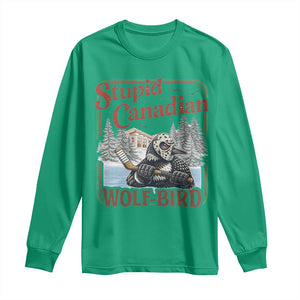 Stupid Canadian Wolf Bird Long Sleeve Shirt Vintage Heated Hookey Loon Meme TS10 Irish Green Print Your Wear