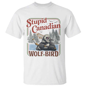 Stupid Canadian Wolf Bird T Shirt Vintage Heated Hookey Loon Meme TS10 White Print Your Wear