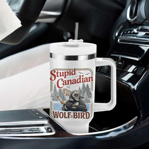 Stupid Canadian Wolf Bird Tumbler With Handle Vintage Heated Hookey Loon Meme TS10 Print Your Wear