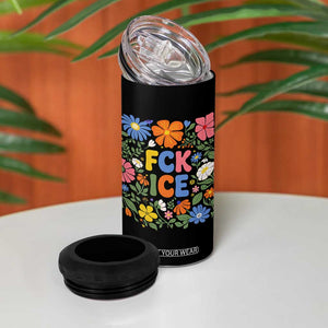 Fck Ice 4 in 1 Can Cooler Tumbler Funny Boho Floral Resist Retro Pro Immigration TS10 Print Your Wear