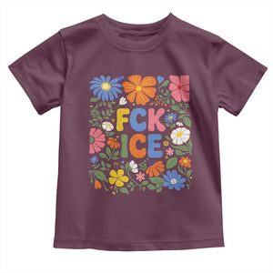 Fck Ice Toddler T Shirt Funny Boho Floral Resist Retro Pro Immigration TS10 Maroon Print Your Wear