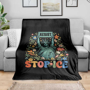 Stop ICE Throw Blanket Funny Statue of Liberty Boho Floral Resist Retro TS10 Print Your Wear