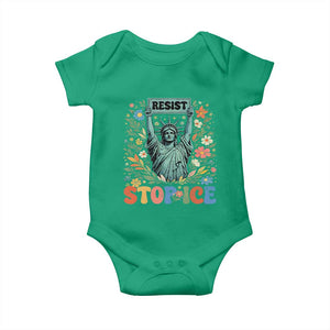 Stop ICE Baby Onesie Funny Statue of Liberty Boho Floral Resist Retro TS10 Irish Green Print Your Wear