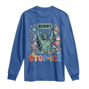 Stop ICE Long Sleeve Shirt Funny Statue of Liberty Boho Floral Resist Retro TS10 Royal Blue Print Your Wear