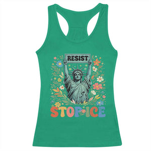 Stop ICE Racerback Tank Top Funny Statue of Liberty Boho Floral Resist Retro TS10 Irish Green Print Your Wear