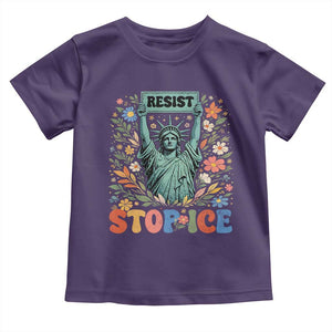 Stop ICE Toddler T Shirt Funny Statue of Liberty Boho Floral Resist Retro TS10 Purple Print Your Wear