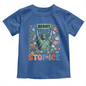 Stop ICE Toddler T Shirt Funny Statue of Liberty Boho Floral Resist Retro TS10 Royal Blue Print Your Wear