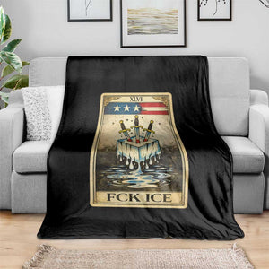 Fck Ice Throw Blanket Retro Tarot Card FDT Protest Satirical Graphic TS10 Print Your Wear