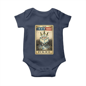 Fck Ice Baby Onesie Retro Tarot Card FDT Protest Satirical Graphic TS10 Navy Print Your Wear