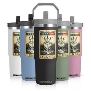 Fck Ice Flip Straw Tumbler Retro Tarot Card FDT Protest Satirical Graphic TS10 Print Your Wear